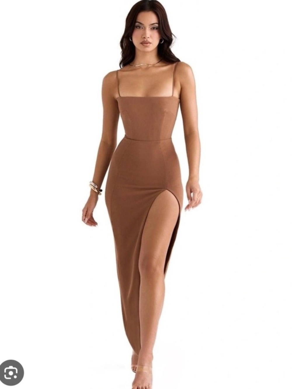 House of CB Jaida Corset Maxi Dress in Brown
